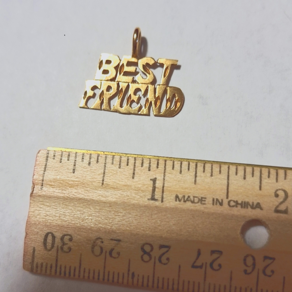 14k gold Best Friend charm pendant